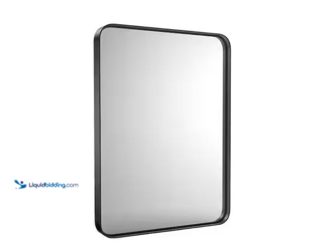Lot 49-1555722 - FIRNEWST Modern 30 in. W x 22 in. H Rectangle Black Framed Bathroom Vanity Mirror Wall Mirror with R...