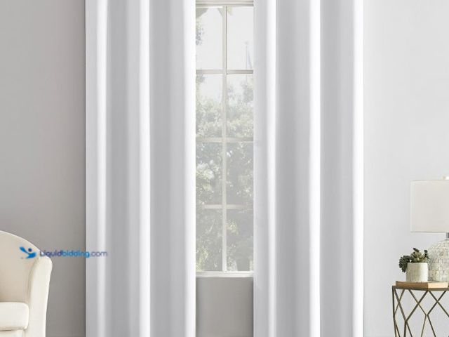 Lot 49-1627107 - Lot of (4) Mainstays Blackout Grommet Single Curtain Panel, 1 Panel, White, 40"W x 84"L Model #50191...