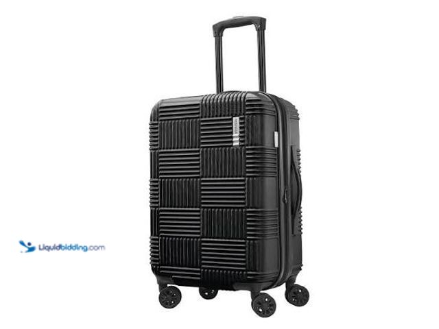 Lot 49-5543892 - American tourister nxt hardside large checked spinner suitcase- black, new/factory sealed.