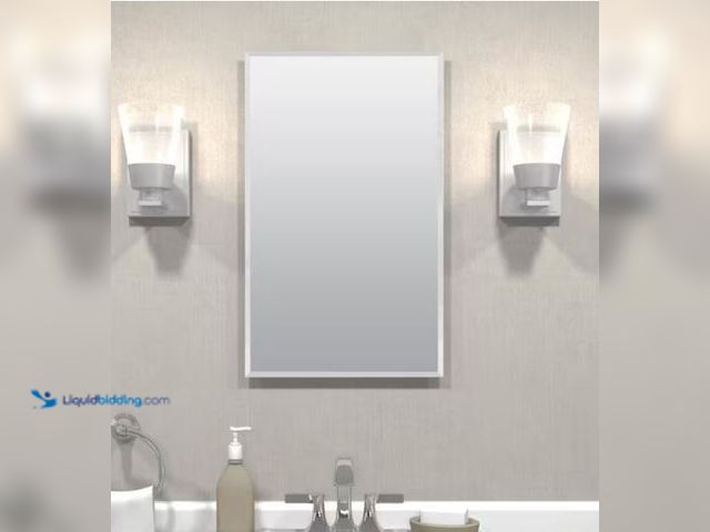 Lot 49-1548658 - Zenith 16 in. W x 26 in. H Rectangular Recessed or Surface Mount Frameless Beveled Mirror Medicine C...