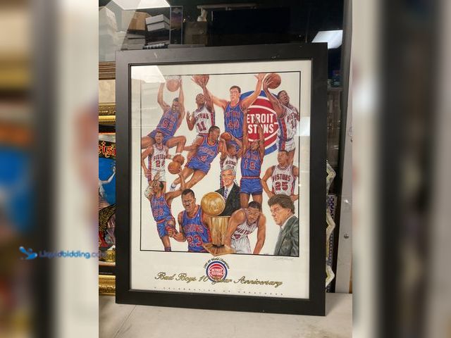 Lot 49-1505441 - COLLECTIBLE VERY NICE DETROIT PISTONS BAD BOYS 10 YEAR ANNIVERSARY WORLD CHAMPIONS ARTIST PRINT FRSM...