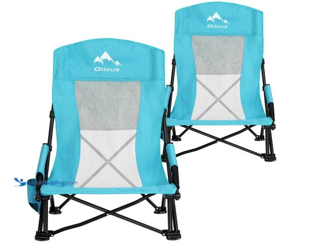 Lot 49-1527247 - Oileus Folding Portable Beach Chair, High-Back Low-Seat Lightweight Chair for Beach Tents, Shelters,...