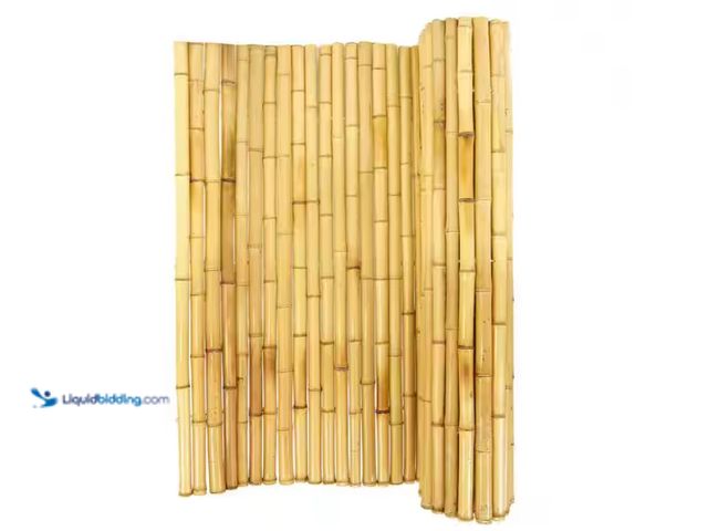Lot 49-1622785 - Backyard X-Scapes 3/4"D 48"H x 96"W Natural Rolled Bamboo Fence Natural Bamboo Fencing Decorative Ro...