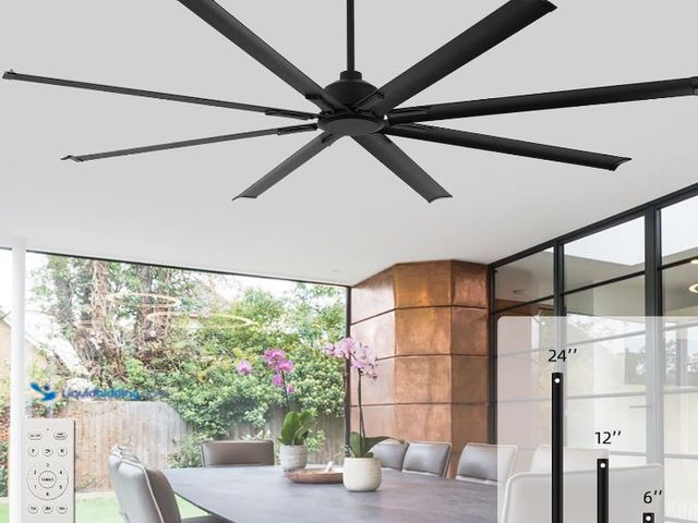 Lot 49-3464245 - RIENAZA 96 Inch Industrial Ceiling Fans without Lights Large Ceiling Fan with 8 Reversible Aluminum ...