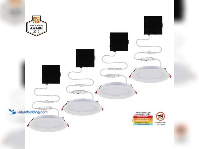 Lot 49-5412984 - Commercial Electric
Slim Baffle Integrated LED 6 in Round Adj Color Temp Canless Recessed Light for...