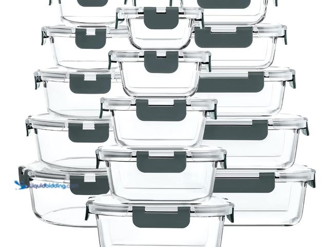 Lot 49-3481689 - M MCIRCO 30 Pieces Glass Food Storage Containers with Snap Locking Lids, Glass Meal Prep Containers ...