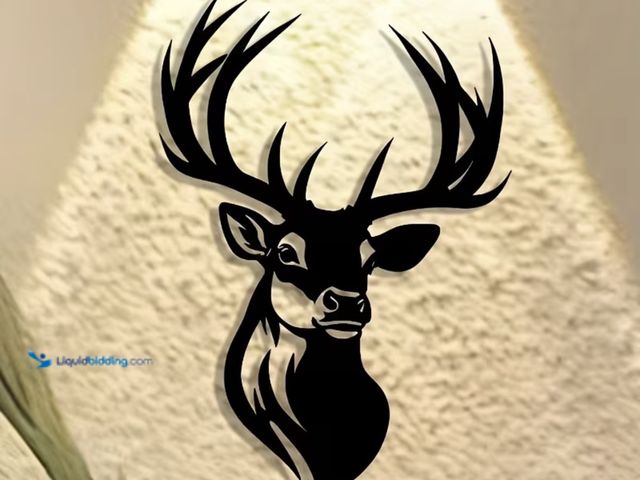 Lot 49-1975793 - New Madeline Elegant Metal Plaque with Deer Antlers, an Artistic Decoration Suitable for Public Spac...