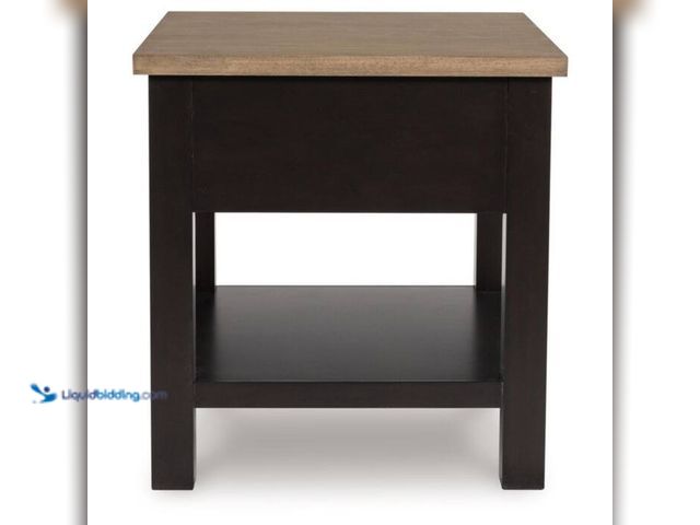 Lot 49-2021784 - Signature DESIGN BY ASHLEY Drazmine 24 in. Brown Rectangle Wood End Table with Storage and Drawers a...