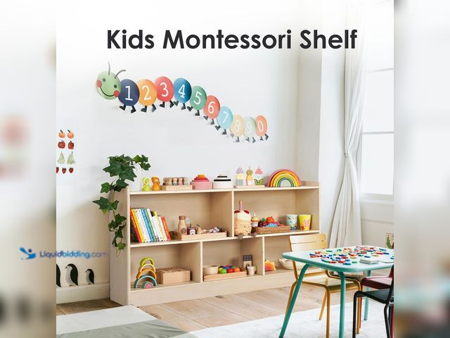 Lot 49-5554299 - 5-Section Wooden Toy Shelf, Montessori Storage Organizer for Kids | with Open Shelving and Customiza...