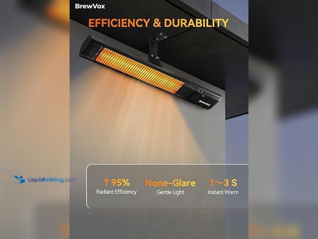 Lot 49-5475898 - BrewVox 1500W Carbon Infrared Electric Outdoor Patio Heater, 9 Level Instant Warmth, Smart App-Contr...