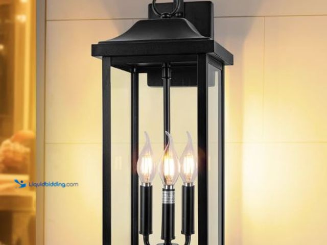 Lot 49-5436613 - 23” Extra Large 3-Light Outdoor Light Fixture 1-Pack, IP65 Waterproof Exterior Light Fixture with Cl...