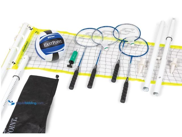Lot 49-1622944 - EastPoint Sports 2-in-1 Volleyball and Badminton Set, Adjustable Height Net Set with all Accessories...