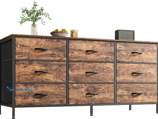 Lot 49-3565140 - Huuger 9 Drawer Dresser, 47 Inch Dresser TV Stand for 50, 55 Inch TV, Entertainment Center with Draw...