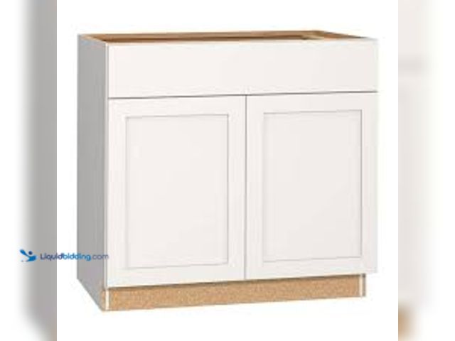 Lot 49-5488443 - Hampton Bay Westfield Feather White Shaker Stock Assembled Base Kitchen Cabinet (36 in. W x 23.75 in...