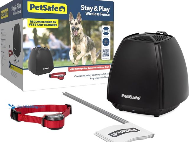 Lot 49-5544060 - PetSafe Stay & Play Wireless Pet Fence for Stubborn Dogs - No Wire Circular Boundary, Secure 3/4-Acr...