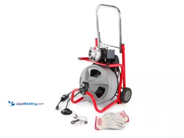 Lot 49-1577434 - RIDGID K-400 Drain Cleaning Snake Auger 120-Volt Drum Machine with C-32IW 3/8 in. x 75 ft. Cable + 4...