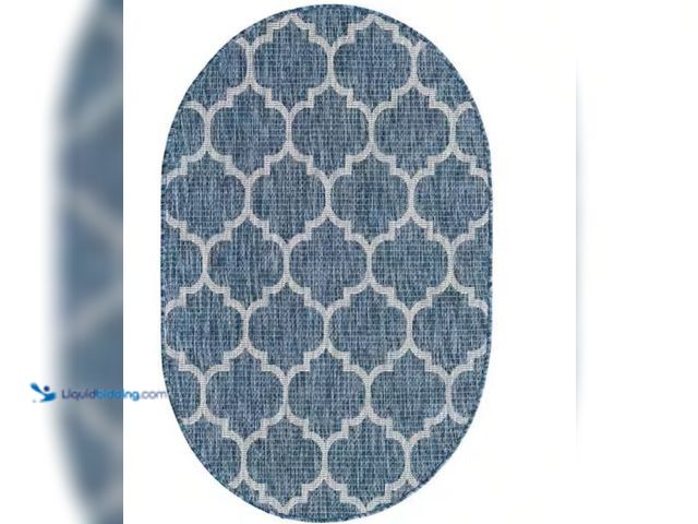 Lot 49-1631188 - Unique Loom Navy Blue 3 ft. 3 in. x 5 ft. 3 in. Outdoor Trellis Area Rug, Model # 3158264, New.  Ref...