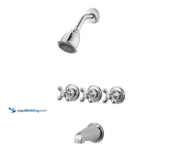 Lot 49-1622384 - Pfister Pfirst Triple Handle 3-Spray Tub and Shower Faucet Trim 1.8 GPM 2.97 in. Polished Chrome [Va...