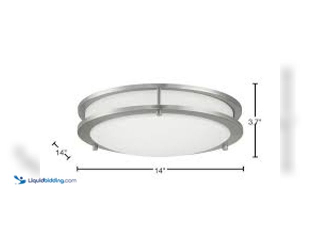 Lot 49-5415331 - Hampton Bay Flaxmere 14 in. Modern Brushed Nickel Selectable CCT Integrated LED Flush Mount for Kitc...