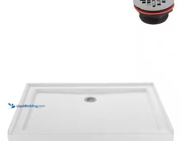 Lot 49-5478719 - Streamline
48 in. L x 36 in. W Alcove Acrylic Shower Pan Base in Glossy White with Center Drain, Dr...