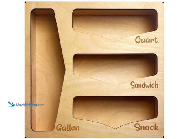 Lot 49-1622854 - Food Storage Bag Organizer Holders – Premium Wood Kitchen Drawer, Model # B095PHT4F9, Unused   Ref#C...