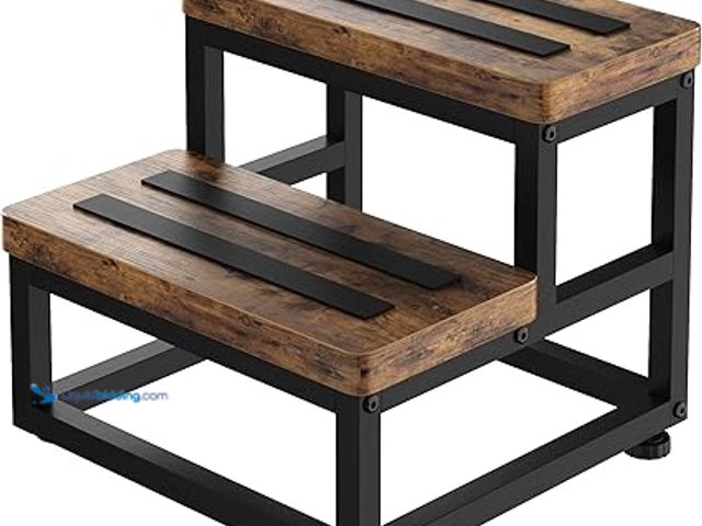 Lot 49-5438052 - 2 Step Wooden Step Stools for Adults Kids, Heavy Duty Stepping Stools Wooden Bed Step Stools for Hig...