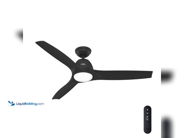 Lot 49-3639331 - Hunter Triflow 52 in. LED Indoor/Outdoor Matte Black Ceiling Fan with Light Kit and Remote Included,...