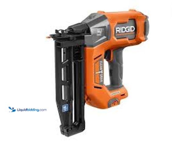 Lot 49-5485581 - RIDGID 18V Brushless Cordless 16-Gauge 2-1/2 in. Straight Finish Nailer (Tool only). Model # R09893B...