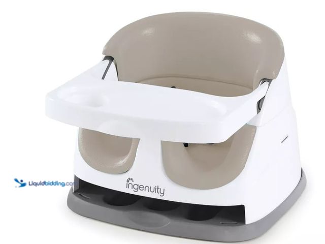 Lot 49-5459321 - Ingenuity Baby Base 2-in-1 Booster Feeding and Floor Seat with Self-Storing Tray. Color is Cashmere....