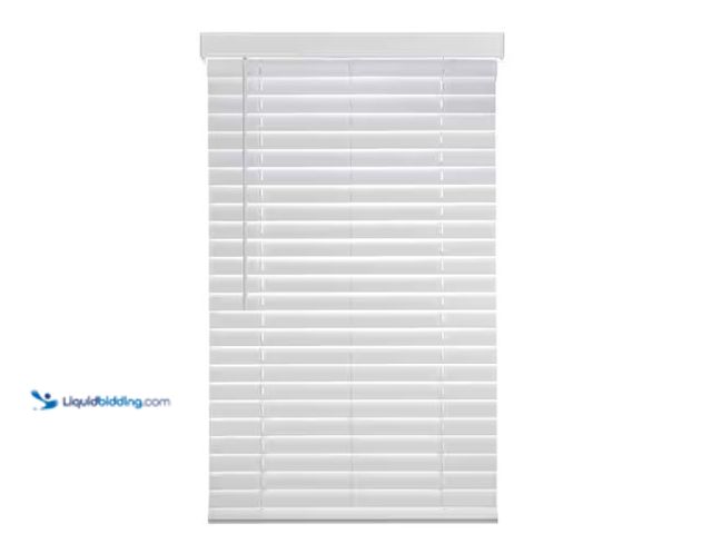 Lot 49-1566366 - Home Decorators Collection White Cordless Faux Wood Blinds for Windows with 2 in. Slats - 63 in. W x...