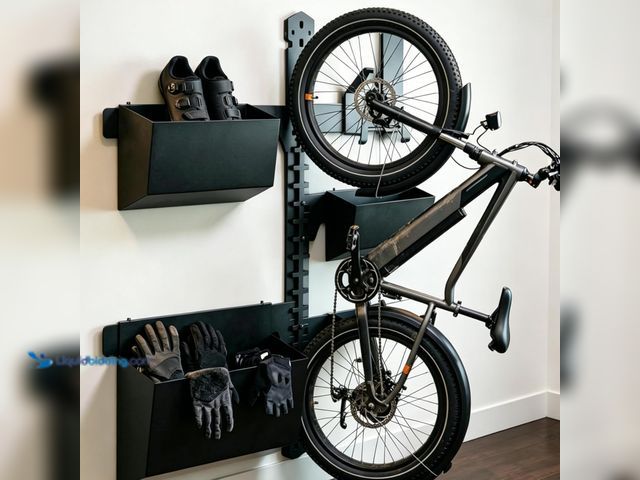 Lot 49-3564296 - Werhoo Wall Mounted Vertical Bike Storage with Storage Box, Bike Rack Wall Mount for Garage and Home...
