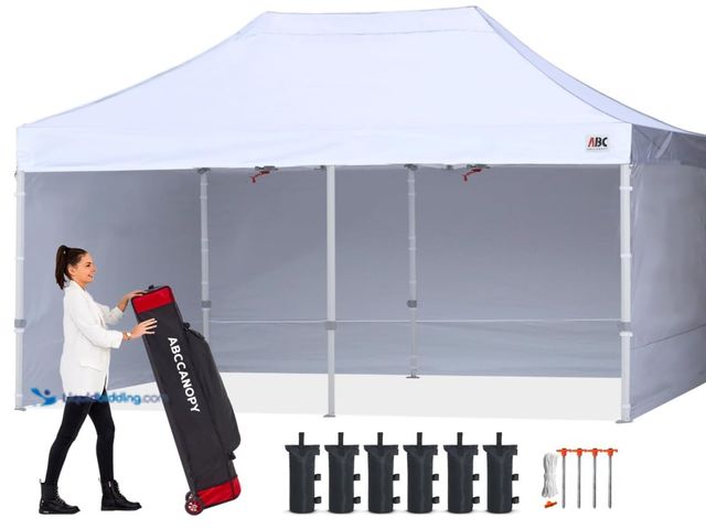 Lot 49-3463512 - ABCCANOPY Easy Pop Up Canopy Tent with Sidewalls 10X20 Commercial -Series, White, model # B0833NL1PF...