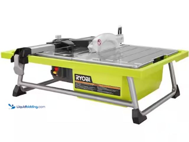 Lot 49-2025235 - RYOBI 4.8 -Amps 7 in. Blade Corded Tabletop Wet Tile Saw, Model # WS722, MSRP $149, Slightly used, S...