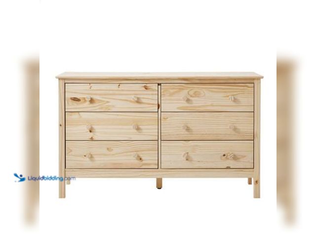 Lot 49-3565357 - StyleWell Rustic Unfinished Solid Pine 6-Drawer 54 in. Dresser Model # 29259A New. Hardware included