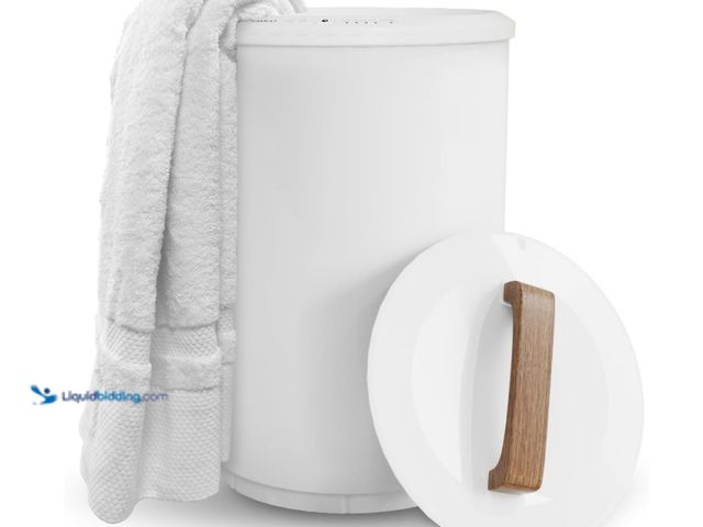 Lot 49-1575684 - SAMEAT Heated Towel Warmers for Bathroom - Large Towel Warmer Bucket, Wood Handle, Auto Shut Off, Fi...