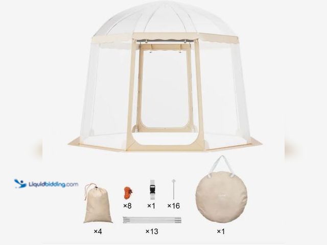 Lot 49-5450613 - VEVOR Sports Tent, 4-8 People, Instant Pop-Up Tent Shelter Weatherproof Pod, Outdoor Bubble Clear Vi...