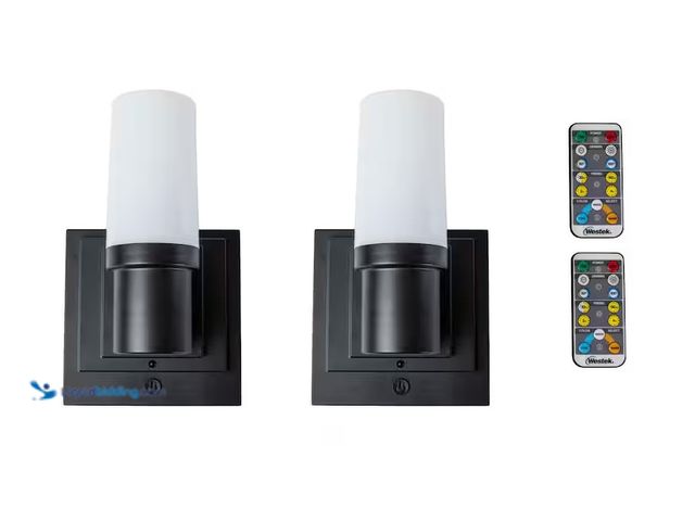 Lot 49-3616734 - Westek Set of (2) 5" Matte Black Integrated LED Modern Vanity Sconce Light with Remote - Unused , un...