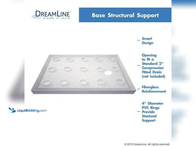 Lot 49-1629208 - DreamLine SlimLine 60 in. x 32 in. Single Threshold Shower Pan Base in Biscuit with Right Hand Drain...