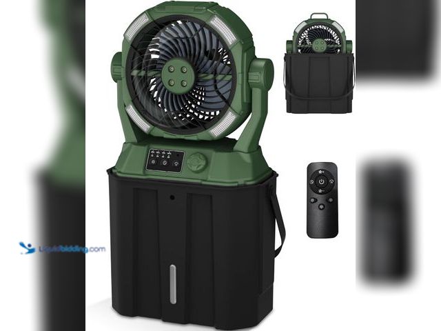 Lot 49-5406677 - Misting Fan Portable 42800mAh Rechargeable Camping Fan with Remote Control, 3 LED Light & Stepless S...