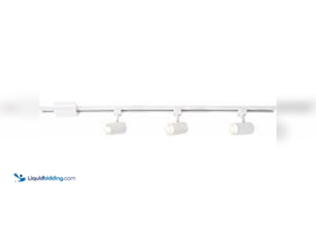 Lot 49-5459895 - Hampton Bay 4 ft. White Integrated LED Linear Track Lighting Kit with Mini-Cylinder Step Heads 3-Lig...