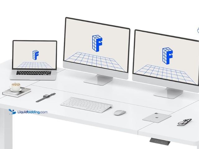 Lot 49-3481651 - FLEXISPOT 71 x 32 Inch Large Standing Desk, Stand Up Desk with Splice Board, Rising Desks for Home O...