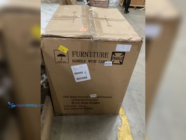 Lot 49-5555410 - Wicker Sectional Left/Right(Universal) with Sunbrella Canvas (Brown) Unused