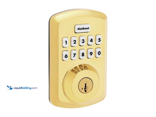 Lot 49-5452308 - Kwikset
Powerbolt 250 10-Button Keypad Lifetime Polished Brass Transitional Electronic Deadbolt Doo...