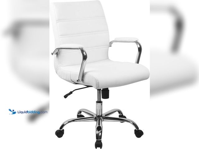 Lot 49-3531040 - Flash Furniture Whitney Mid-Back Swivel LeatherSoft Desk Chair with Padded Seat and Armrests, Adjust...