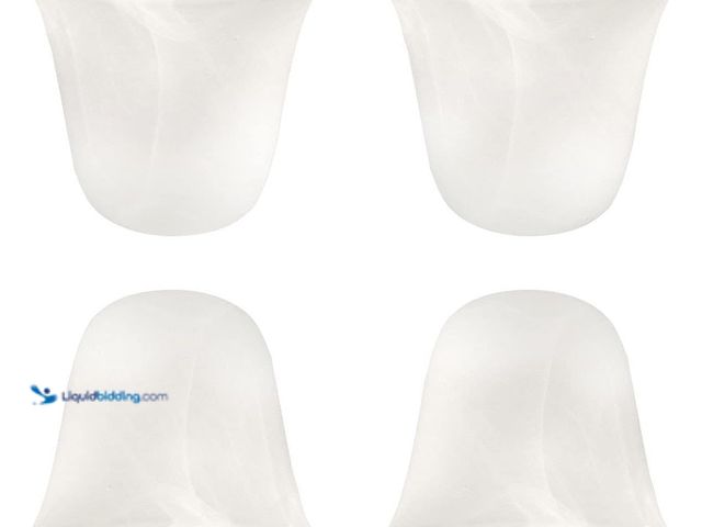 Lot 49-5463272 - 4 Pack Bell Shaped Alabaster Glass Lamp Shade Replacement with 1-5/8-inch Fitter Opening for Ceiling...