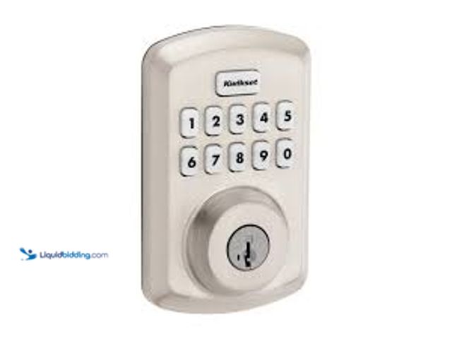 Lot 49-5458953 - Kwikset Powerbolt 250 10-Button Keypad Satin Nickel Transitional Electronic Deadbolt Door Lock. Mode...