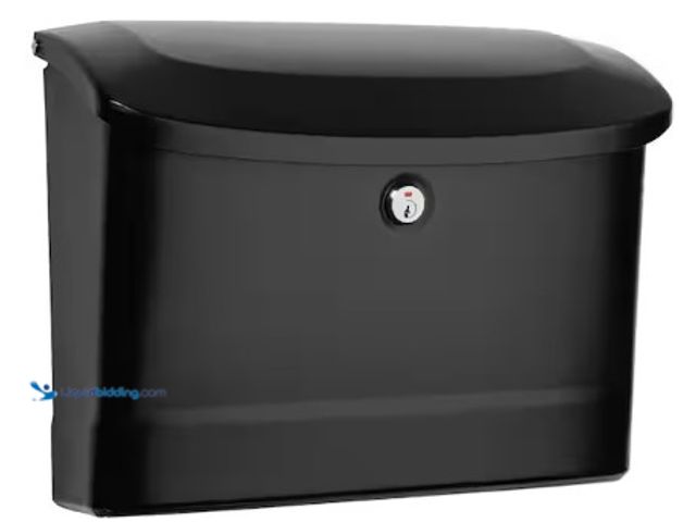 Lot 49-2022495 - Architectural Mailboxes Princeton Black, Medium, Steel, Locking Wall Mount Mailbox, Model # 2572B-10...