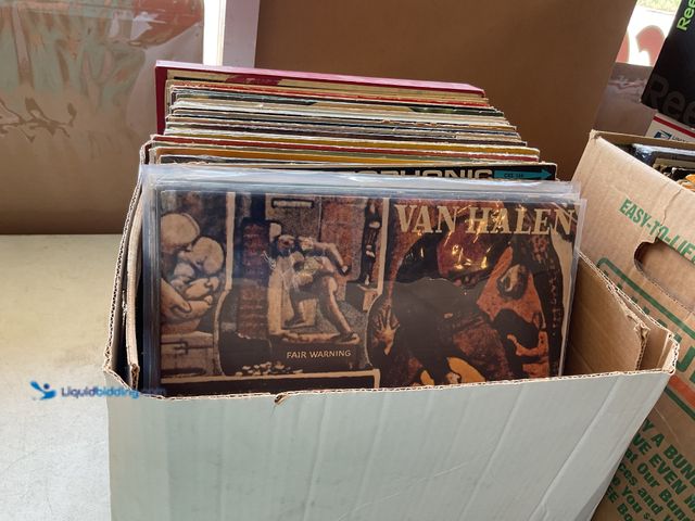 Lot 49-1820887 - Other LARGE BOX FULL OF VARIOUS PRE-OWNED VINYL RECORDS DIFFERENT GENRES AND TITLES INCLUDING VAN HA...