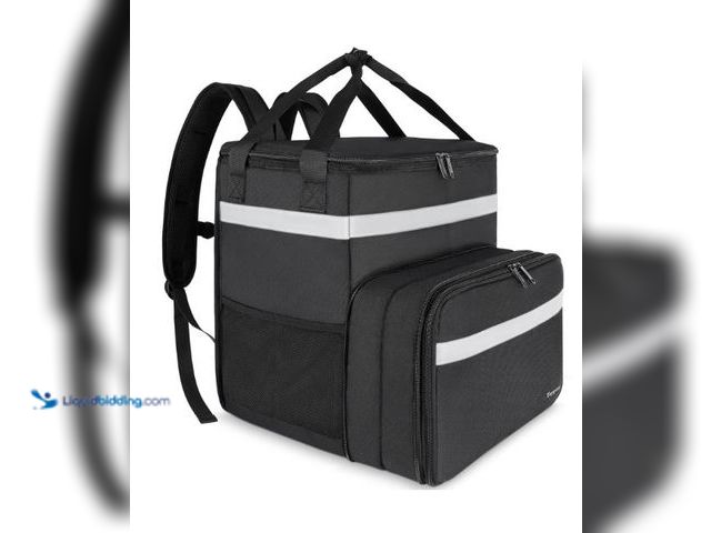 Lot 49-3432072 - Taygeer Food Delivery Backpack, Expandable Insulated Food Delivery Bag for Grocery Bike, Large Leakp...