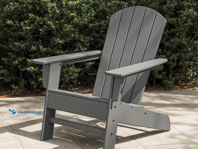 Lot 49-1623690 - POLYWOOD Seabrook Adirondack Chair in Slate Grey, Model # OSA20-GY, Unused, Scuff/scratches, Shippin...